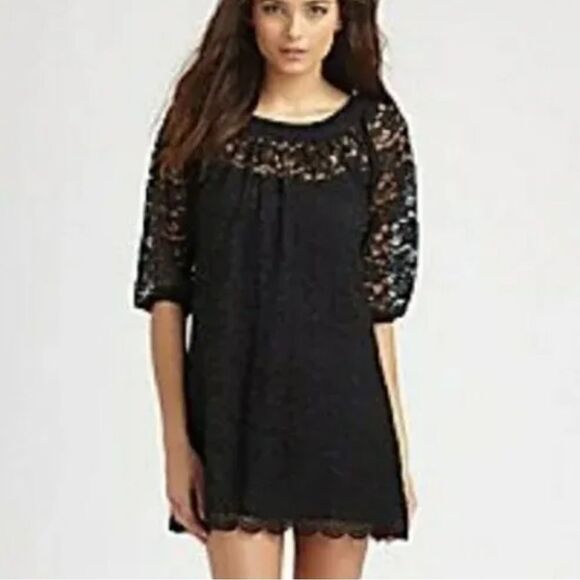Diane Von Furstenberg Black Lace Mini Dress - Picture 1 of 9
